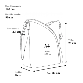 Asymetrická crossbody kabelka s prošíváním Tangerin materiál syntetická kůže zapínání na zip barva hnědá velikost střední 8023 TH Rozměry