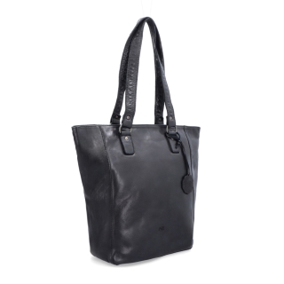 Prémiová kožená shopper kabelka přes rameno Noelia Bolger materiál kůže zapínání na zip barva černá velikost velká NB 2021 C