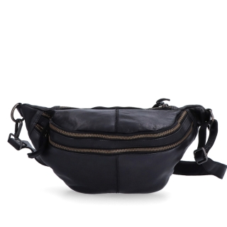 Moderní kožená crossbody ledvinka se dvěma zipy Noelia Bolger materiál kůže zapínání na zip barva černá velikost střední NB 2035 C Zepředu