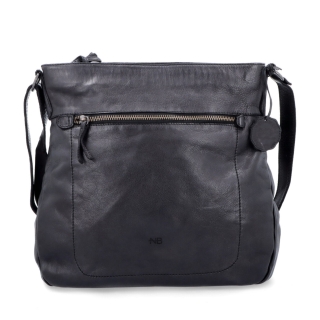 Vintage kožená crossbody kabelka Noelia Bolger materiál kůže zapínání na zip barva černá velikost střední NB 2004 C Zepředu
