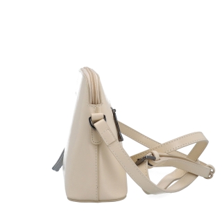 Luxusní malá kožená crossbody kabelka Noelia Bolger materiál kůže zapínání na zip barva béžová velikost malá NB 0080 BE Z boku