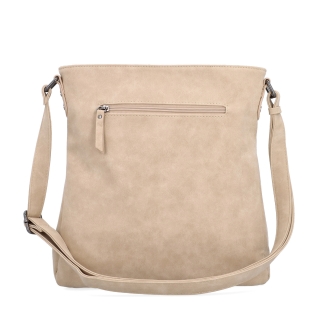 Stylová crossbody kabelka s čistým designem Tangerin materiál syntetická kůže zapínání na zip barva béžová velikost střední 1101 BE Zezadu