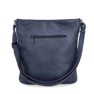 Crossbody kabelka s přední a zadní kapsou Tangerin materiál syntetická kůže zapínání na zip barva modrá velikost střední 8036 TM Zezadu