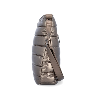Moderní dámská kabelka z nadýchaného nylonu Carmelo materiál nylon zapínání na zip barva metalická velikost střední 4382 BR Z boku