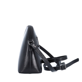 Minimalistická kožená crossbody kabelka na každý den Noelia Bolger materiál kůže zapínání na zip barva černá velikost malá NB 0116 C Z boku