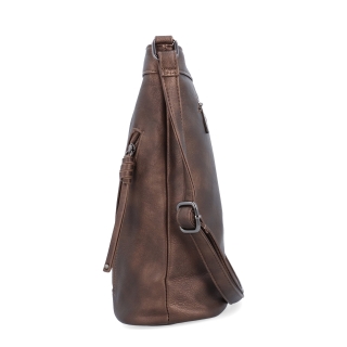 Crossbody kabelka s ozdobnými zipy Tangerin materiál syntetická kůže zapínání na zip barva metalická velikost střední 8050 BR Z boku