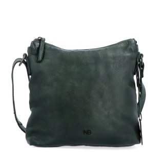 Kožená crossbody kabelka s moderním designem Noelia Bolger materiál kůže zapínání na zip barva zelená velikost malá NB 2400 ZE Zepředu