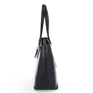 Shopper kabelka přes rameno Noelia Bolger materiál kůže zapínání na zip barva černá velikost velká NB 0047 C Z boku