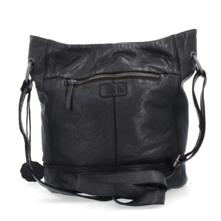 Kožená crossbody kabelka s designovým prošitím Noelia Bolger materiál kůže zapínání na zip barva černá velikost střední NB 2089 C Zezadu