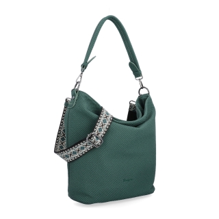 Městská kabelka stylu hobobag s odnímatelným popruhem Tangerin materiál syntetická kůže zapínání na zip barva zelená velikost střední 4367 ZE