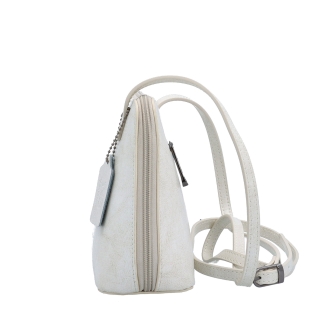 Kožená crossbody kabelka s promyšleným členěním Noelia Bolger materiál kůže zapínání na zip barva bílá velikost malá NB 0115 OW Z boku