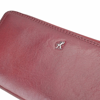 Kožená peněženka penál Cosset materiál kůže zapínání na zip barva vínová velikost velká 4492 Komodo BO Logo