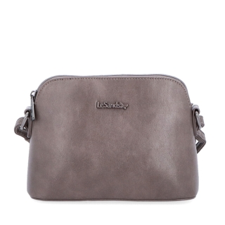 Minimalistická crossbody kabelka LeSands materiál syntetická kůže zapínání na zip barva taupe velikost malá 7710 T Zepředu