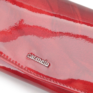 Elegantní dlouhá peněženka Carmelo materiál kůže zapínání na cvoček barva červená velikost velká 2109 P CV Logo