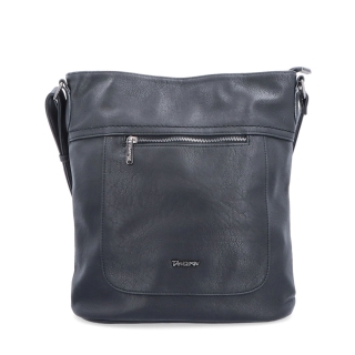 Crossbody kabelka s přední a zadní kapsou Tangerin materiál syntetická kůže zapínání na zip barva černá velikost střední 8036 C Zepředu