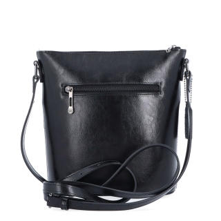Luxusní kožená crossbody kabelka Noelia Bolger materiál kůže zapínání na zip barva černá velikost malá NB 0077 C Zezadu