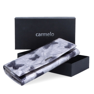 Elegantní dlouhá peněženka Carmelo materiál kůže zapínání na cvoček barva bílá velikost velká 2109 M OW Krabička