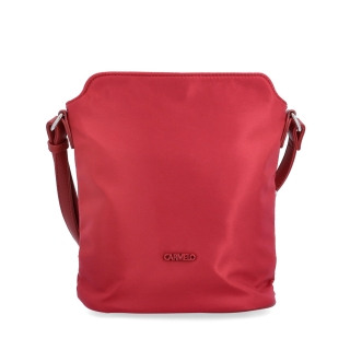 Praktická crossbody kabelka s extra kapsou Carmelo materiál nylon zapínání na zip barva červená velikost malá 6607 CV Zepředu
