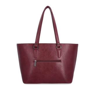 Prostorná shopper kabelka s čistým designem Le Sands materiál syntetická kůže zapínání na zip barva vínová velikost velká 7719 BO Zezadu