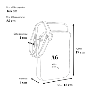 Stylová kožená crossbody taška Noelia Bolger materiál kůže zapínání na zip barva koňaková velikost malá NB 2419 KO Rozměry