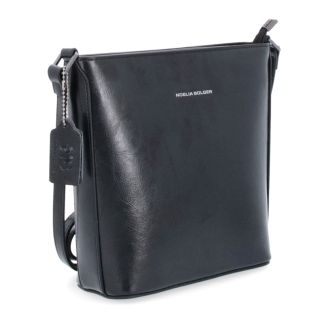 Malá elegantní kožená crossbody kabelka Noelia Bolger materiál kůže zapínání na zip barva černá velikost malá NB 0065 C