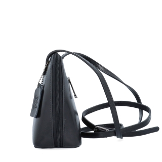 Kožená crossbody kabelka s promyšleným členěním Noelia Bolger materiál kůže zapínání na zip barva černá velikost malá NB 0115 C Z boku