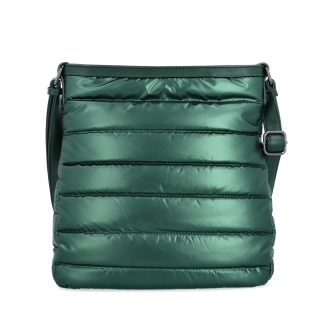 Moderní dámská kabelka z nadýchaného nylonu Carmelo materiál nylon zapínání na zip barva zelená velikost střední 4382 ZE Zepředu