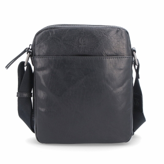 Kožená crossbody taška Poyem materiál kůže barva černá velikost malá 2200 Poyem C Zepředu