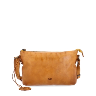 Kožená crossbody s čistými liniemi Noelia Bolger materiál kůže zapínání na zip barva žlutá velikost malá NB 2414 ZLU Zepředu