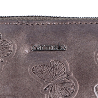 Penál z lakované kůže Carmelo materiál kůže zapínání na zip barva taupe velikost střední 2124 M T Logo