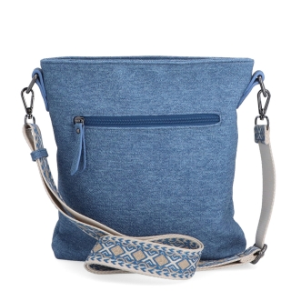 crossbody kabelka s motivem a odepínacím popruhem Indee materiál syntetická kůže zapínání na zip barva modrá velikost malá 6335 M Zezadu
