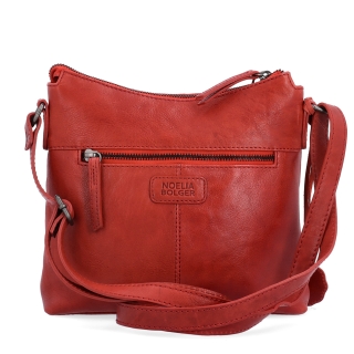 Kožená crossbody kabelka s přívěskem Noelia Bolger materiál kůže zapínání na zip barva červená velikost malá NB 3100 CV Zezadu