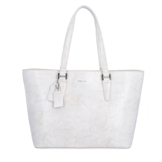 Shopper kabelka přes rameno Noelia Bolger materiál kůže zapínání na zip barva bílá velikost velká NB 0047 OW Zepředu