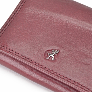 Trendy kožená peněženka Cosset materiál kůže zapínání na cvoček barva vínová velikost malá 4508 Komodo BO Logo