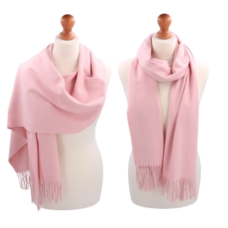 Elegantní jednobarevná šála s třásněmi Noelia Bolger materiál Polyester s příměsí vlny barva růžová KZ003 - 10