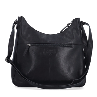 Kožená crossbody kabelka s moderním přívěskem Noelia Bolger materiál kůže zapínání na zip barva černá velikost střední NB 3106 C Zezadu