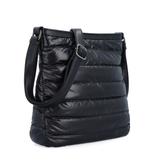 Moderní dámská kabelka z nadýchaného nylonu Carmelo materiál nylon zapínání na zip barva černá velikost střední 4382 C