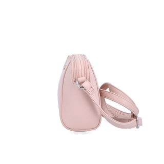 Menší crossbody kabelka se dvěma kapsami Le Sands materiál syntetická kůže zapínání na zip barva růžová velikost malá 7716 R Z boku