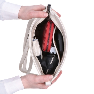 Malá elegantní kožená crossbody kabelka Noelia Bolger materiál kůže zapínání na zip barva bílá velikost malá NB 0065 OW Vnitřek