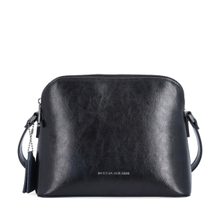Minimalistická kožená crossbody kabelka na každý den Noelia Bolger materiál kůže zapínání na zip barva černá velikost malá NB 0116 C Zepředu