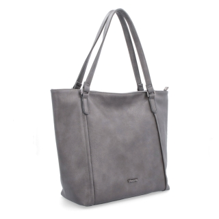 Velká shopper kabelka s jemným prošitím Tangerin materiál syntetická kůže zapínání na zip barva šedá velikost velká 8024 TS