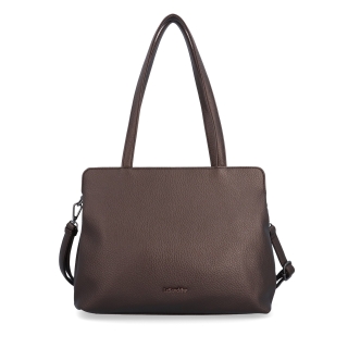 Elegantní kabelka s odnímatelným crossbody popruhem Le Sands materiál syntetická kůže zapínání na zip barva metalická velikost střední 4649 BR Zepředu