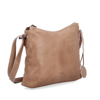 Kožená crossbody kabelka s moderním designem Noelia Bolger materiál kůže zapínání na zip barva béžová velikost malá NB 2400 BE