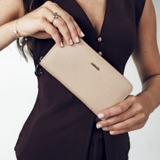 Luxusní dámská peněženka Carmelo materiál kůže zapínání na zip barva nude velikost velká 2123 N Lifestyle