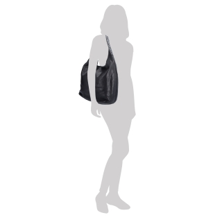 Velká prošívaná kožená shopper kabelka Noelia Bolger materiál kůže zapínání na zip barva černá velikost velká NB 2077 C Na postavě
