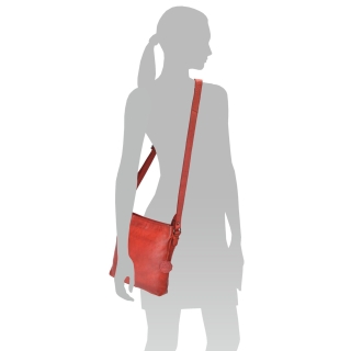 Kožená crossbody kabelka ve vintage stylu Noelia Bolger materiál kůže zapínání na zip barva červená velikost malá NB 2001 CV Na postavě