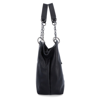 Elegantní kožená kabelka s uchy s řetízkem Noelia Bolger materiál kůže zapínání na zip barva černá velikost velká NB 3001 C Z boku