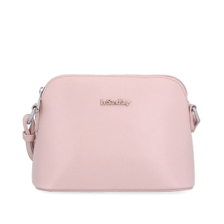 Minimalistická crossbody kabelka LeSands materiál syntetická kůže zapínání na zip barva růžová velikost malá 7710 R Zepředu