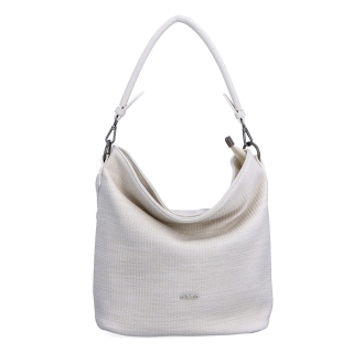 Originální hobo bag Carmelo materiál syntetická kůže zapínání na zip barva béžová velikost střední 4304 K Zepředu