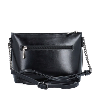 Elegantní crossbody kabelka s řetízkem Le Sands materiál syntetická kůže zapínání na zip barva černá velikost malá 4379 C Zezadu